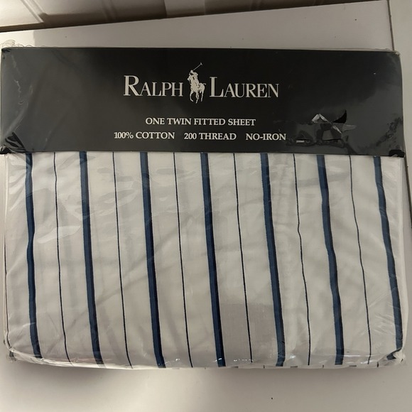 Vintage Ralph Lauren Striped Twin Sheet FITTED 200 Thread Count 100% Cotton New - Picture 1 of 6